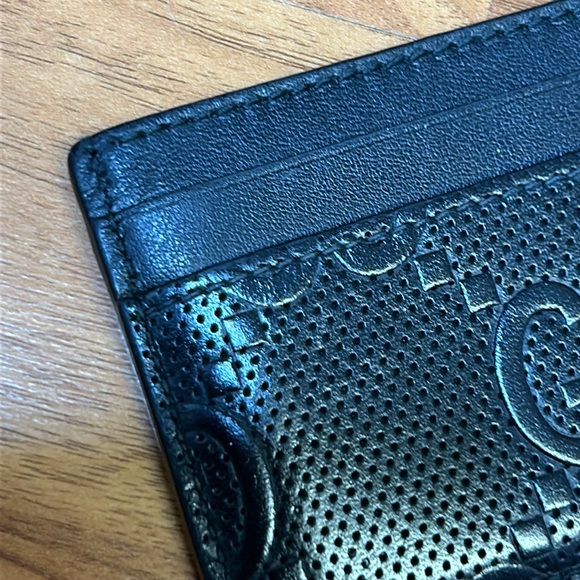 Authentic Gucci Black GG Embossed Perforated Leather Card Case Wallet - Picture 5 of 14